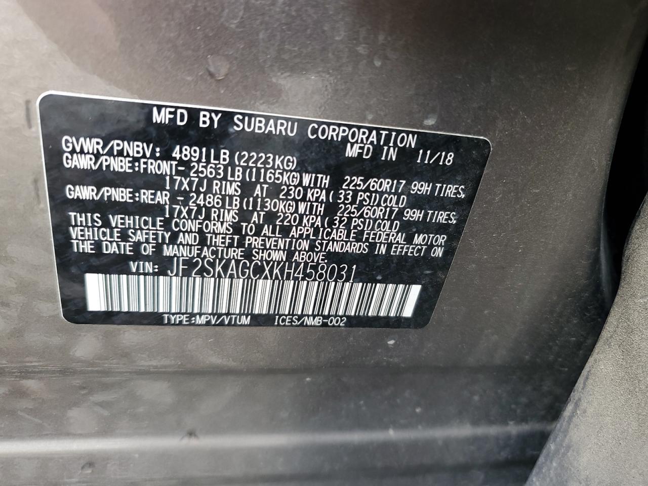 2019 SUBARU FORESTER