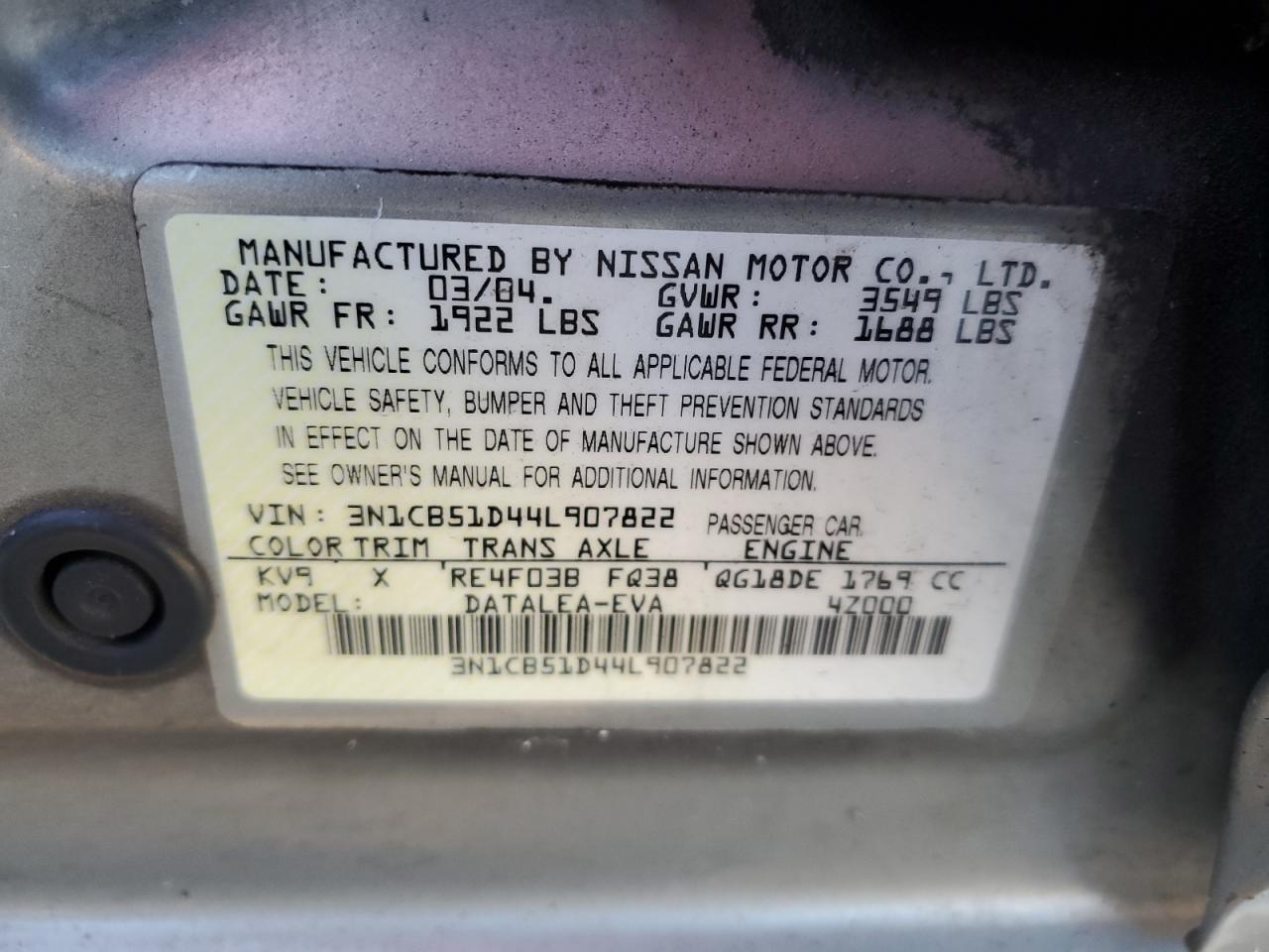 2004 NISSAN SENTRA