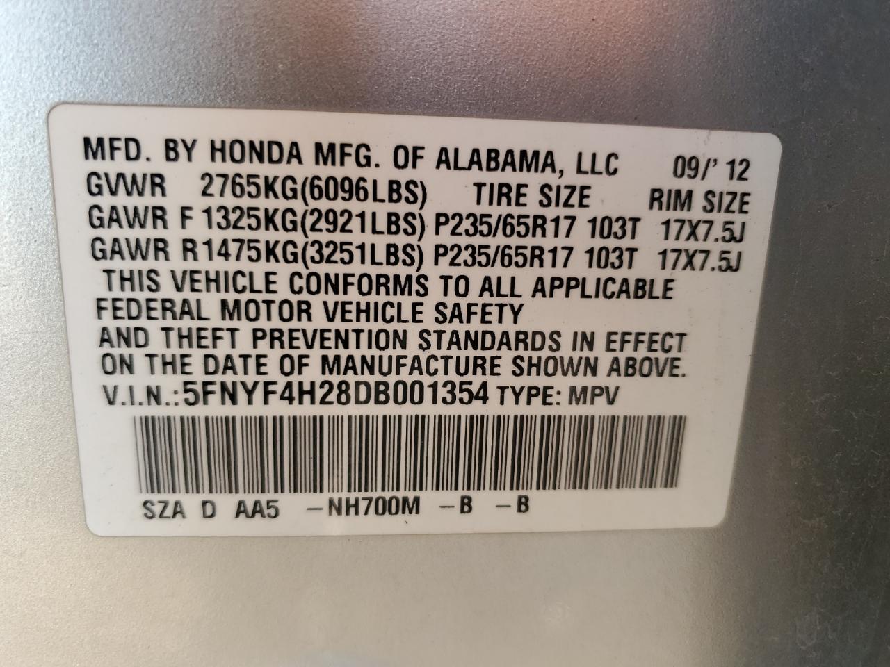 2013 HONDA PILOT