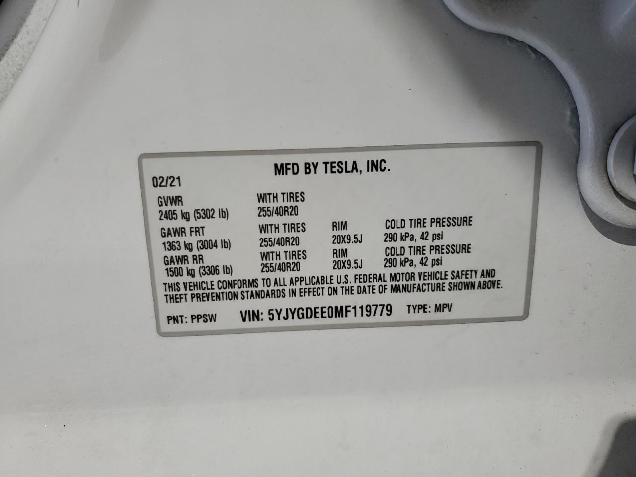 2021 TESLA MODEL Y