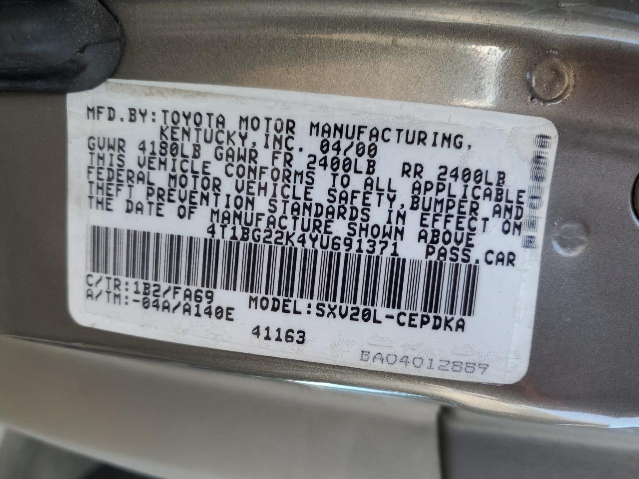 2000 TOYOTA CAMRY