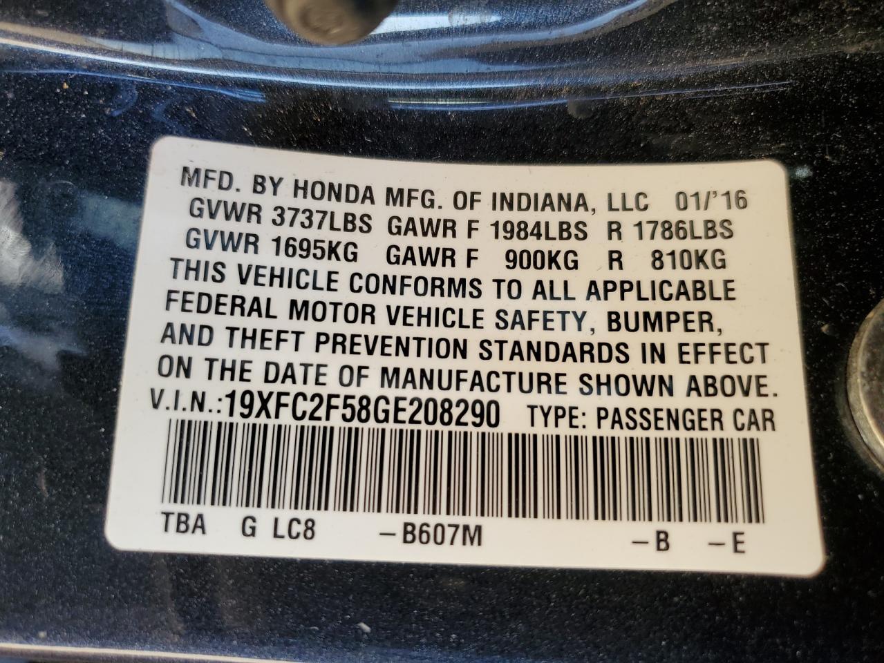 2016 HONDA CIVIC