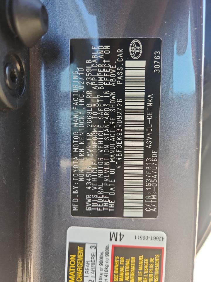 2011 TOYOTA CAMRY