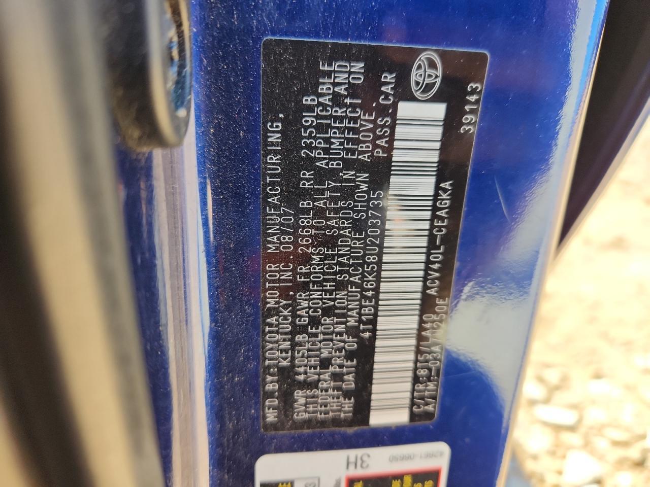2008 TOYOTA CAMRY