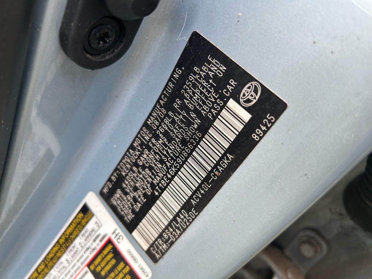 2009 TOYOTA CAMRY