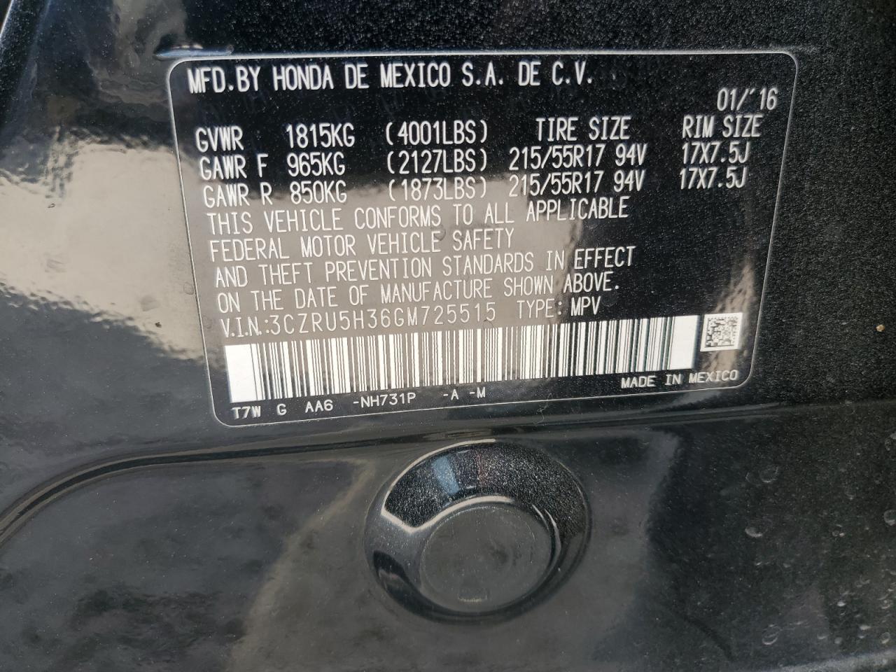 2016 HONDA HR-V