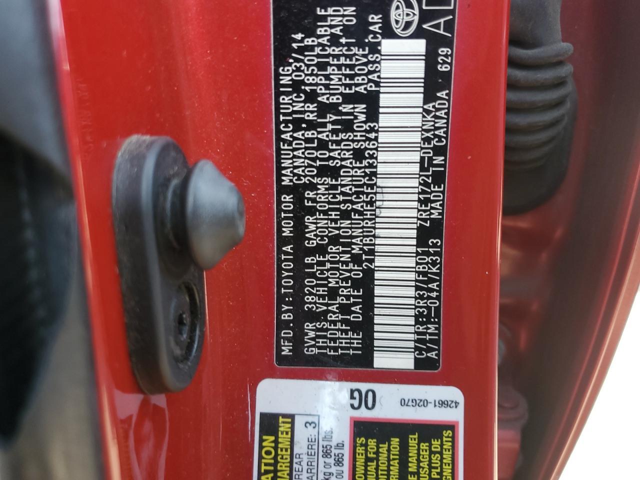 2014 TOYOTA COROLLA