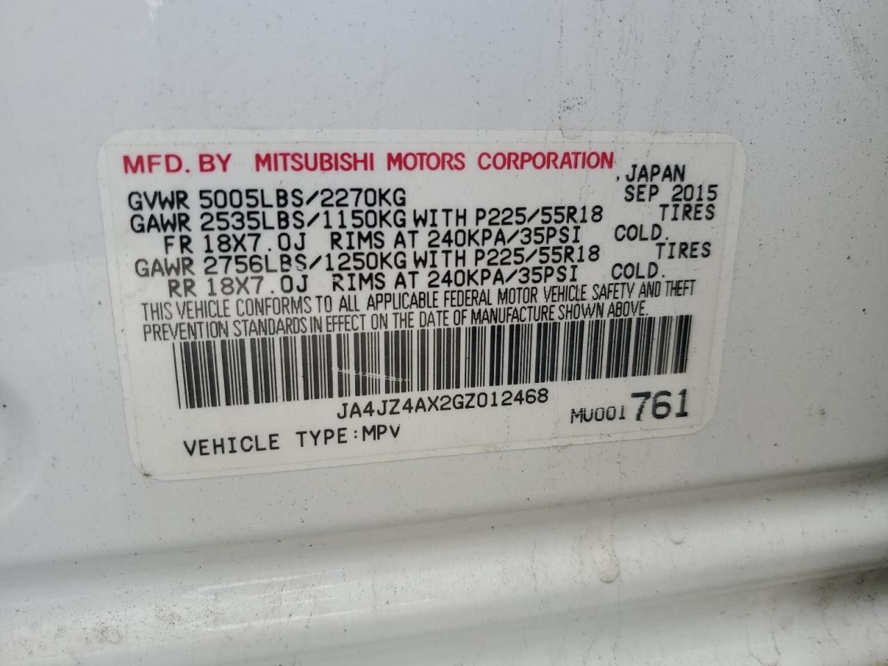2016 MITSUBISHI outlander