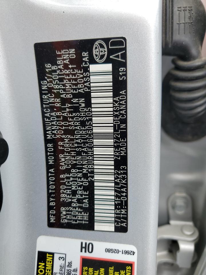 2016 TOYOTA COROLLA