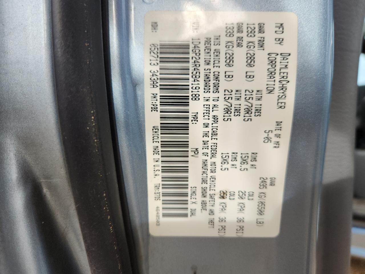 2005 DODGE GRAND CARAVAN