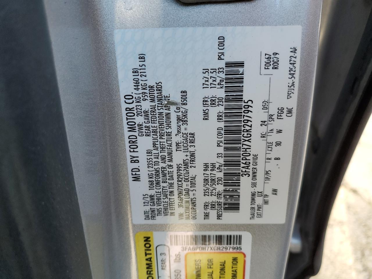 2016 FORD FUSION
