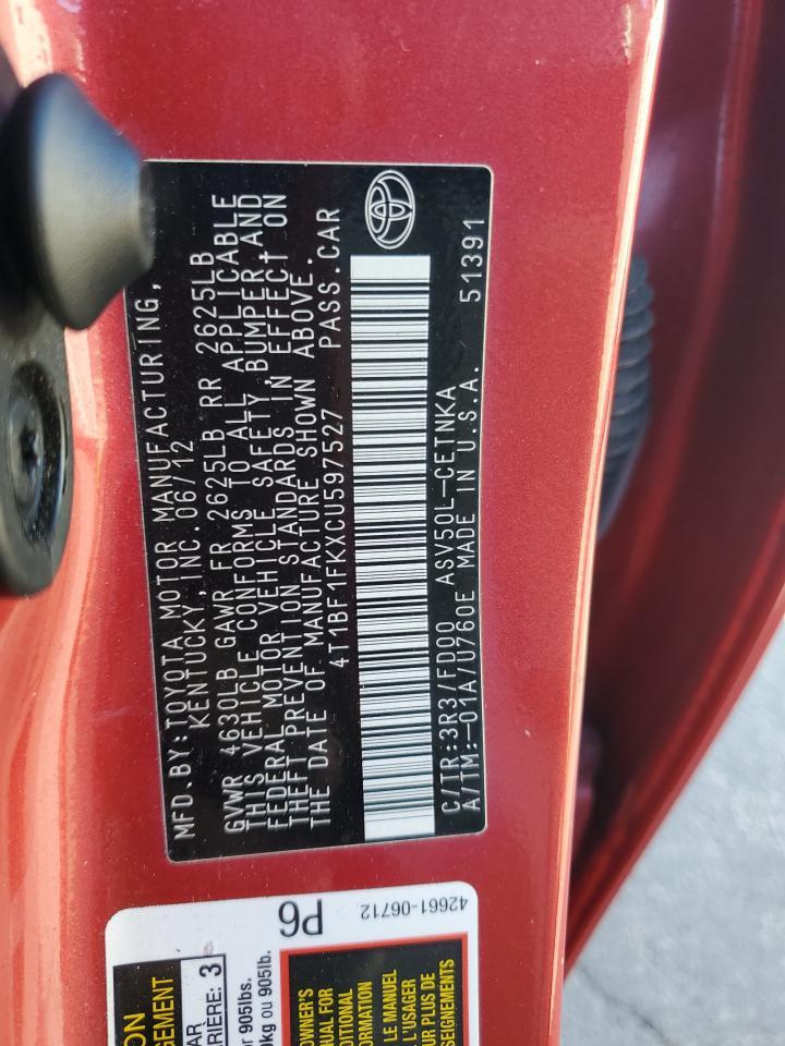2012 TOYOTA CAMRY