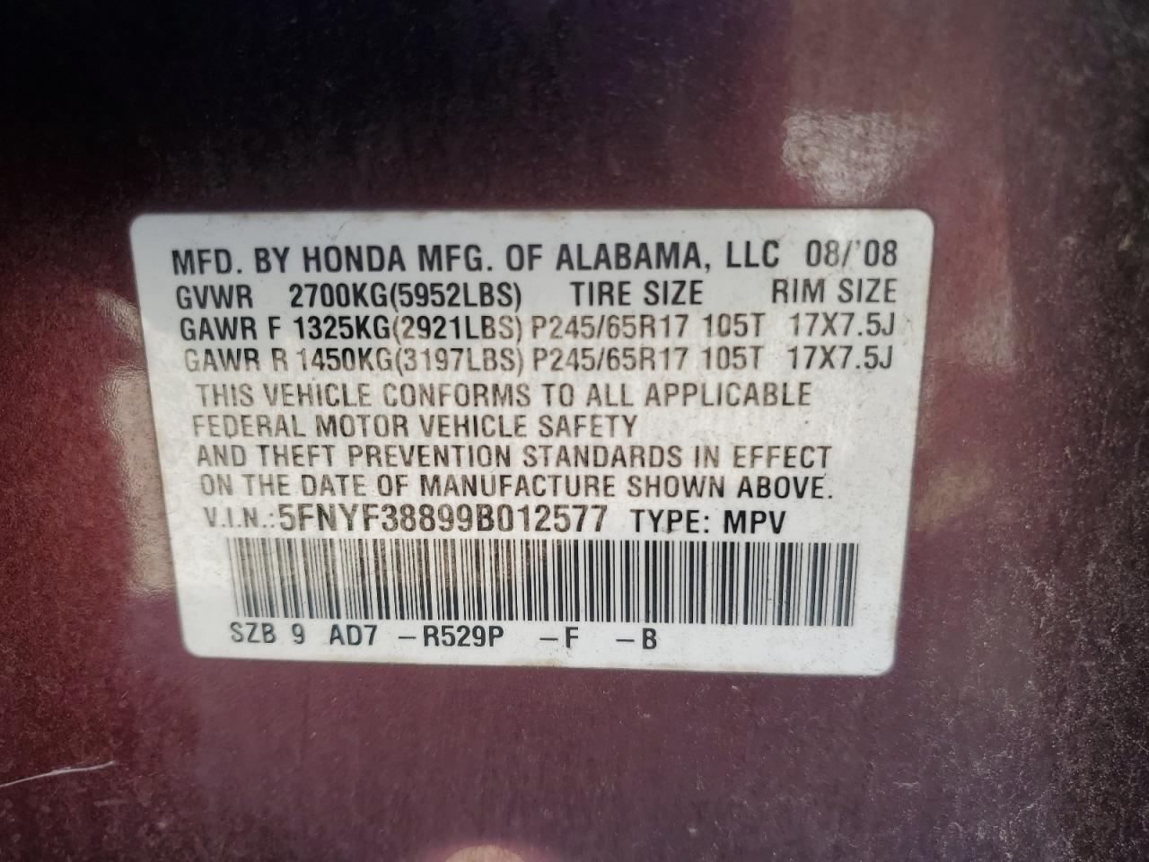 2009 HONDA PILOT
