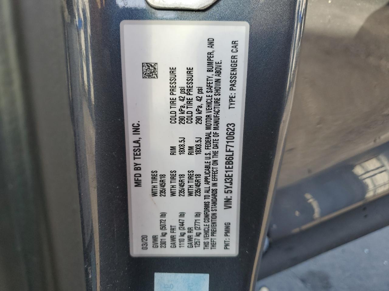 2020 TESLA MODEL 3