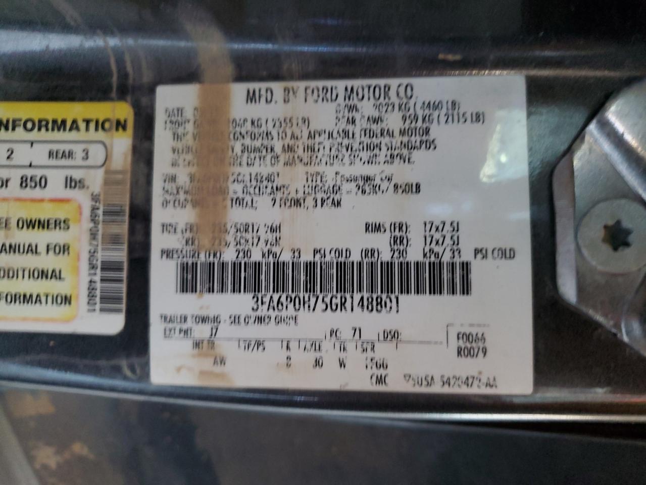 2016 FORD FUSION