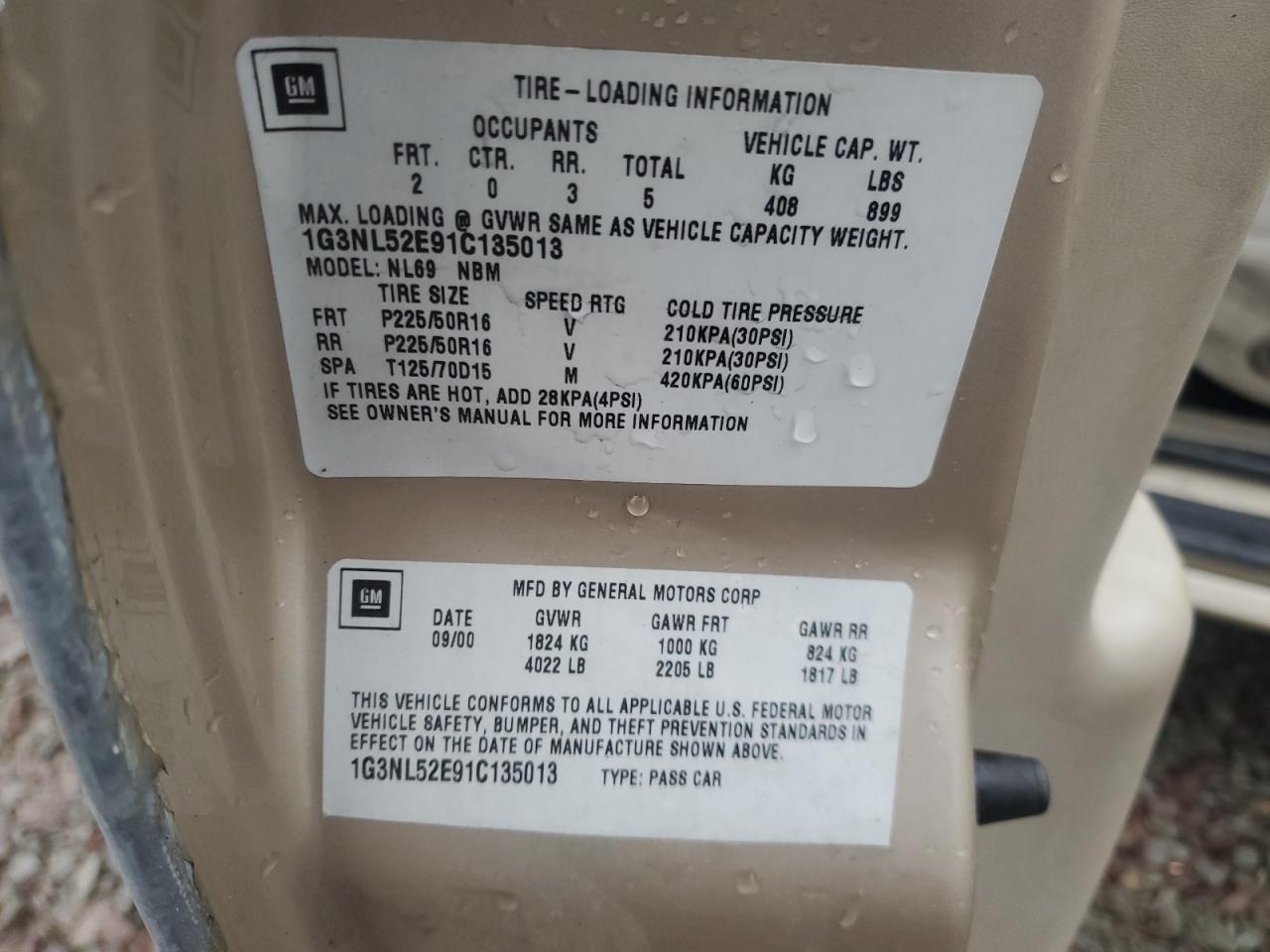 2001 OLDSMOBILE Alero