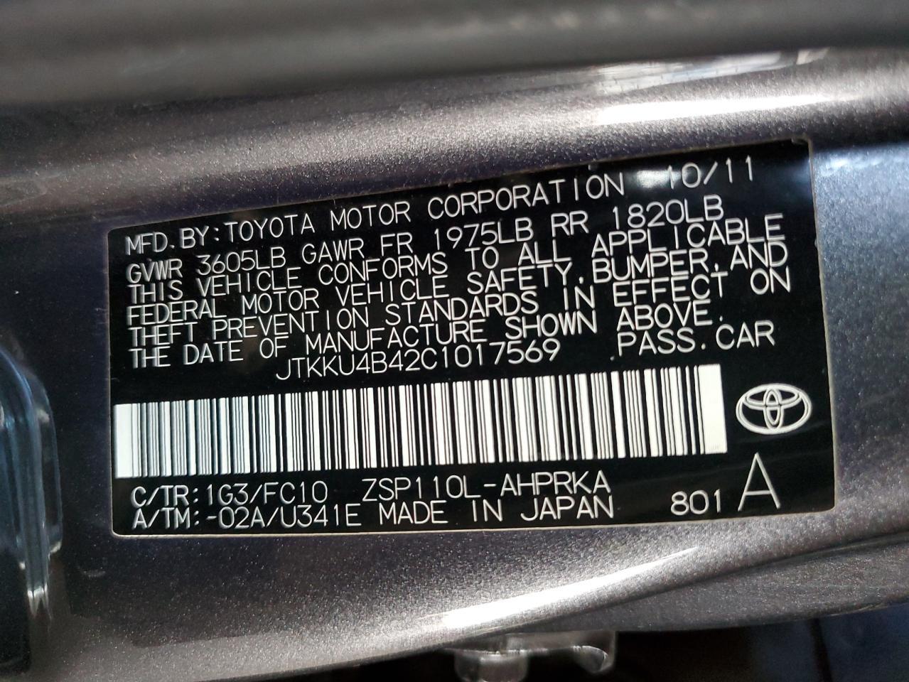 2012 TOYOTA SCION