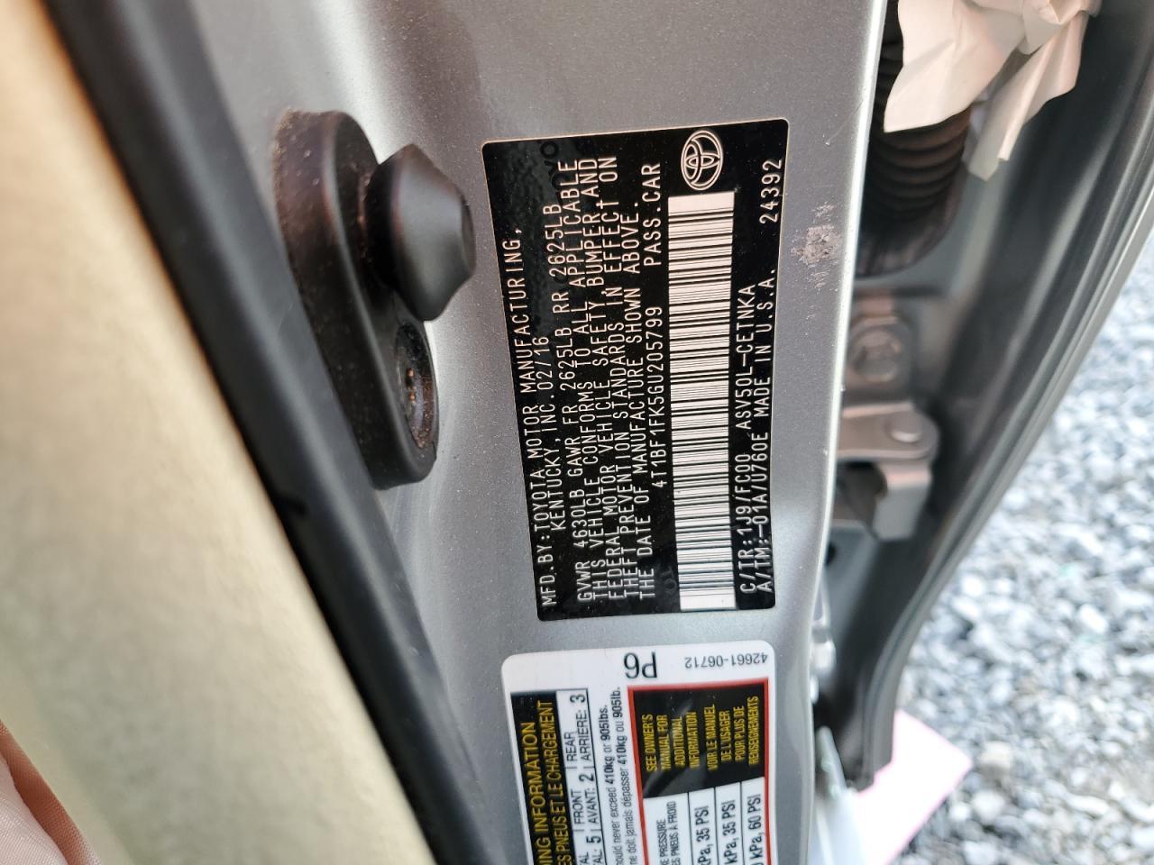 2016 TOYOTA CAMRY