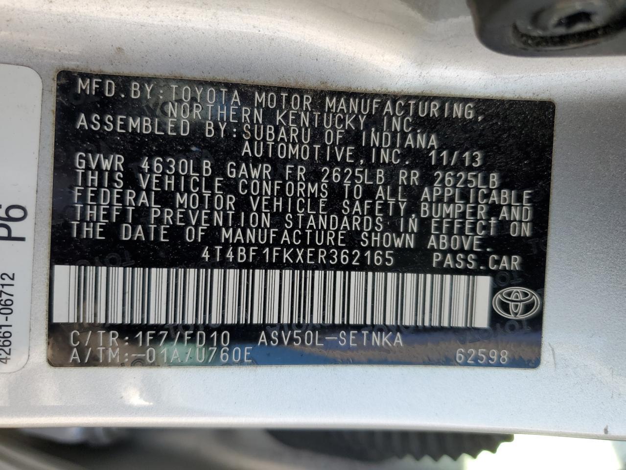 2014 TOYOTA CAMRY