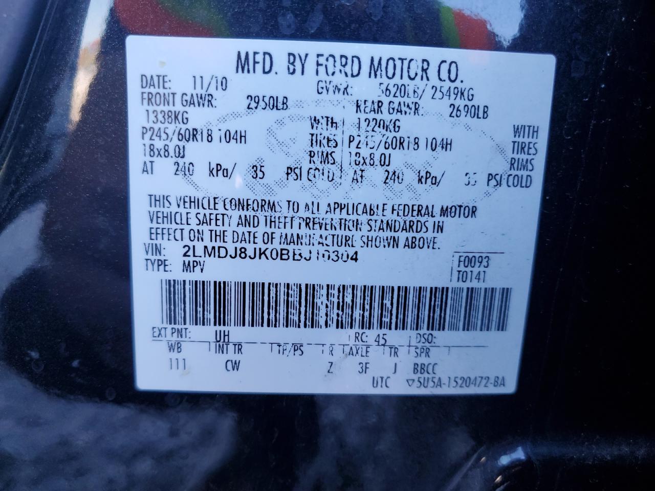 2011 LINCOLN MKX