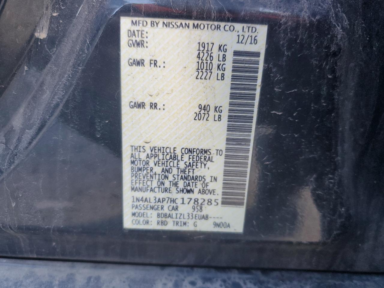 2017 NISSAN ALTIMA