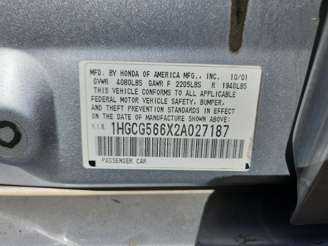 2002 HONDA ACCORD