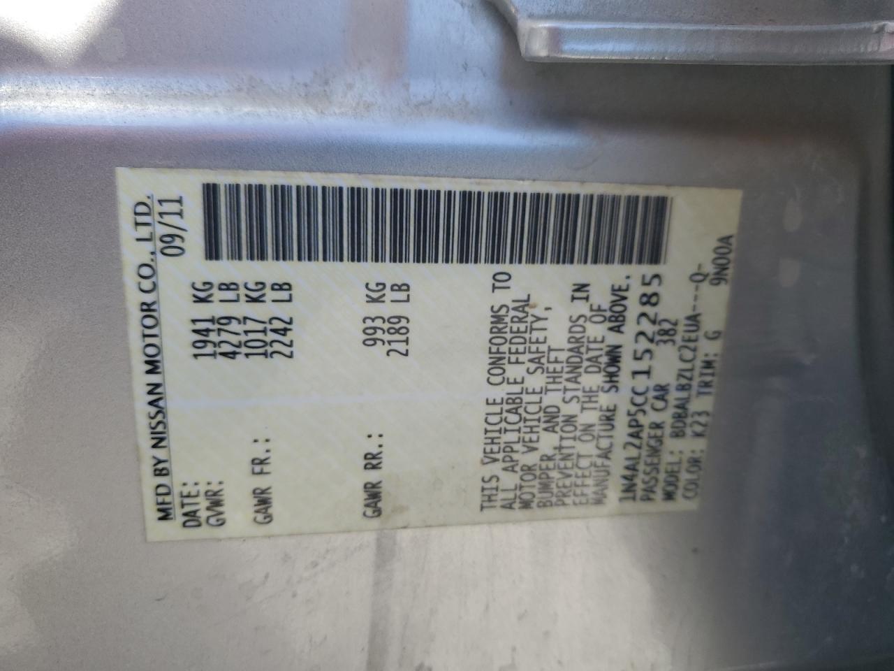 2012 NISSAN ALTIMA