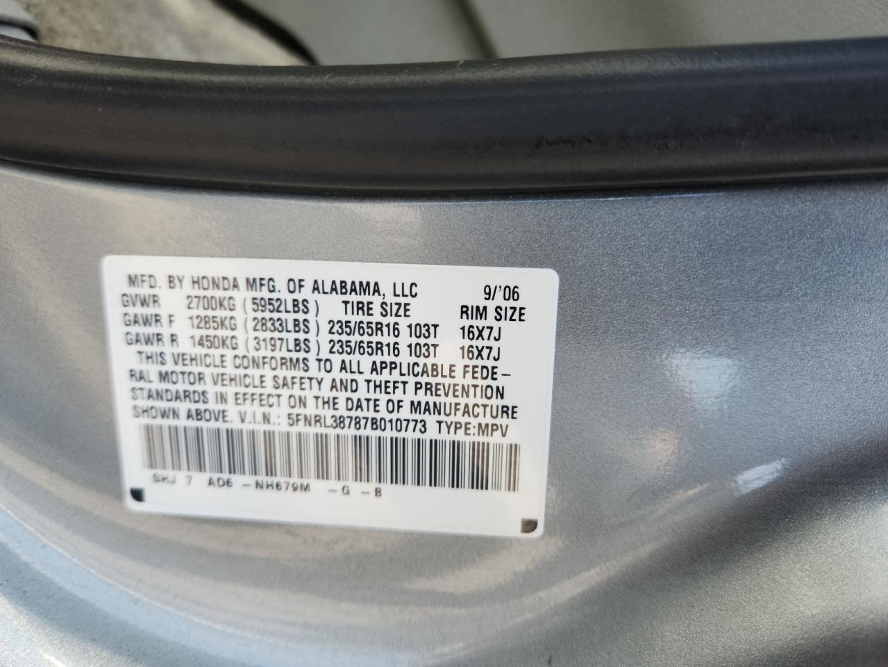 2007 HONDA ODYSSEY