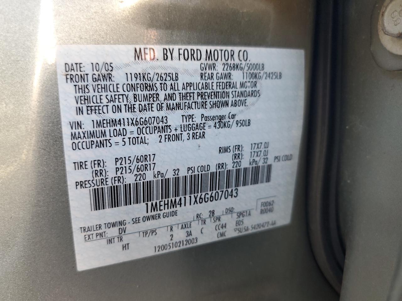 2006 MERCURY Montego