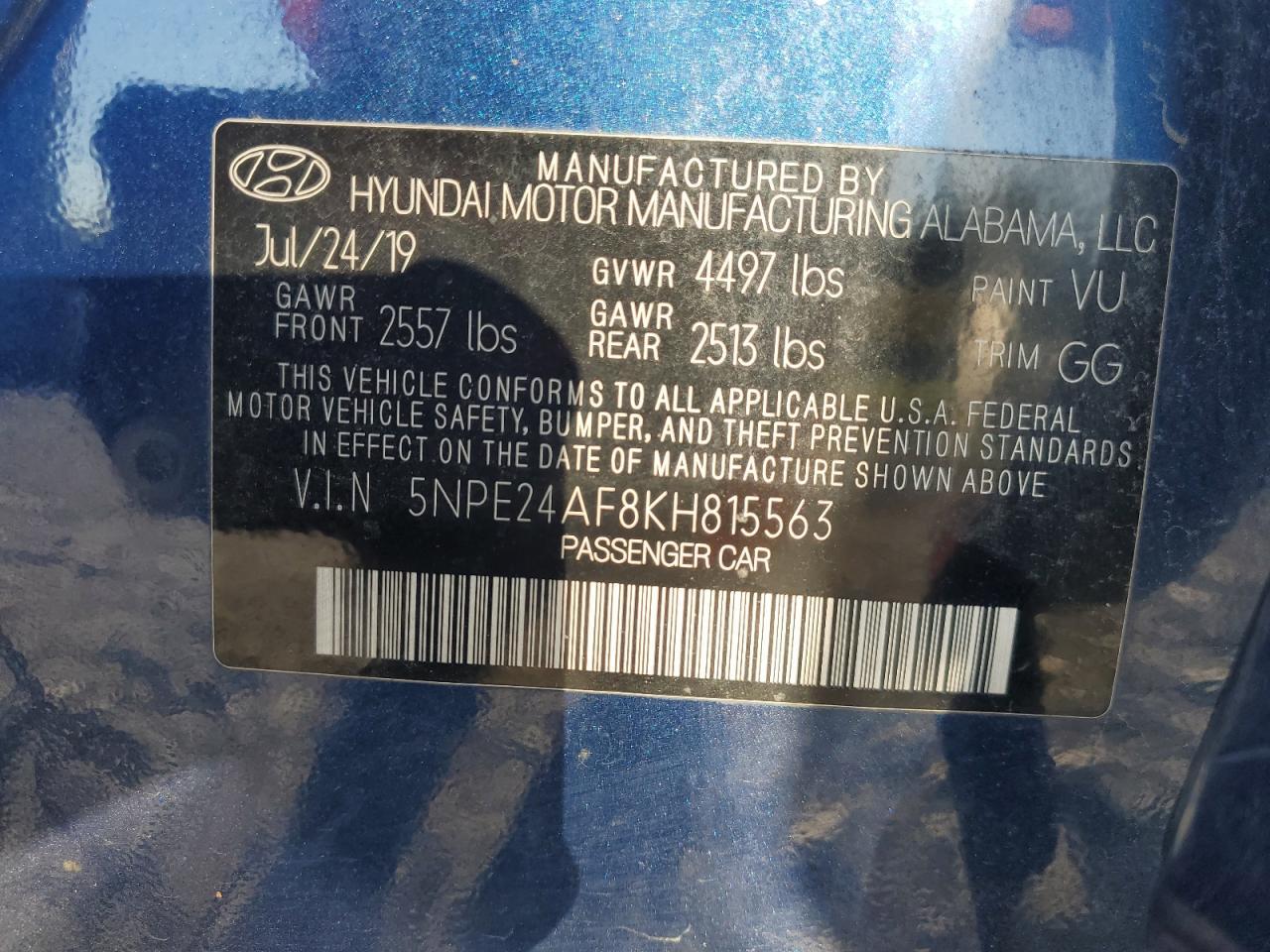 2019 HYUNDAI SONATA