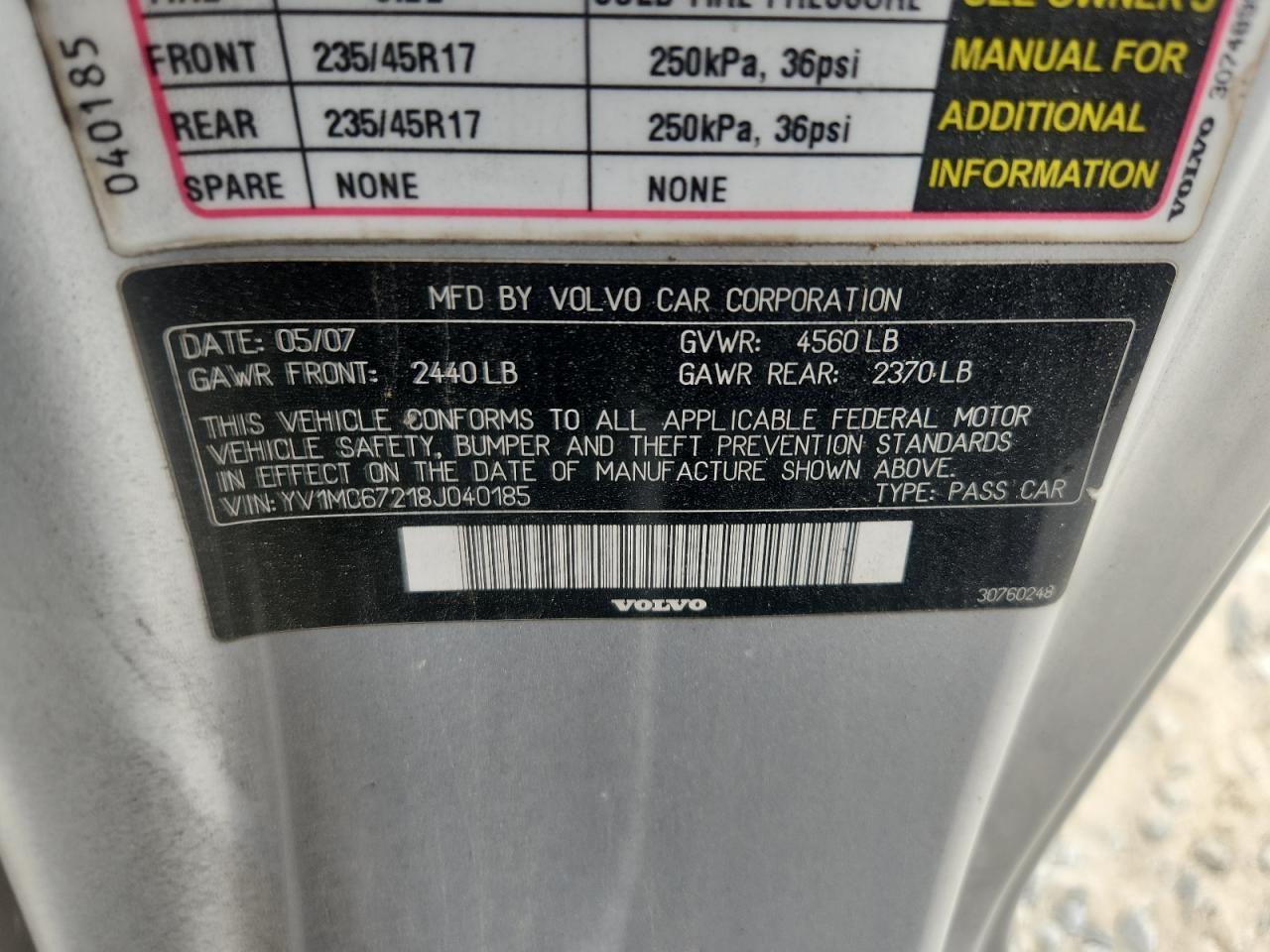 2008 VOLVO C70
