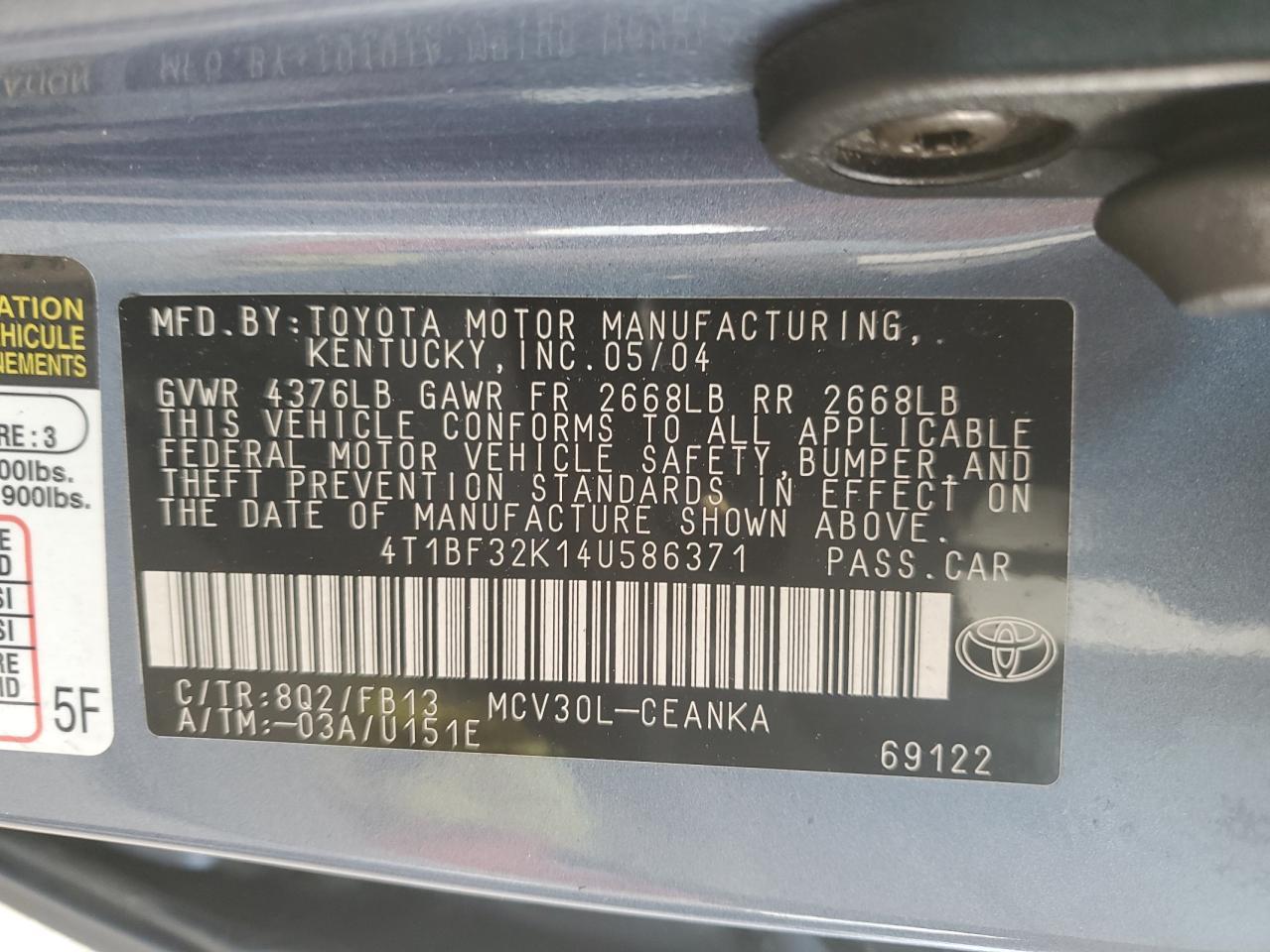 2004 TOYOTA CAMRY