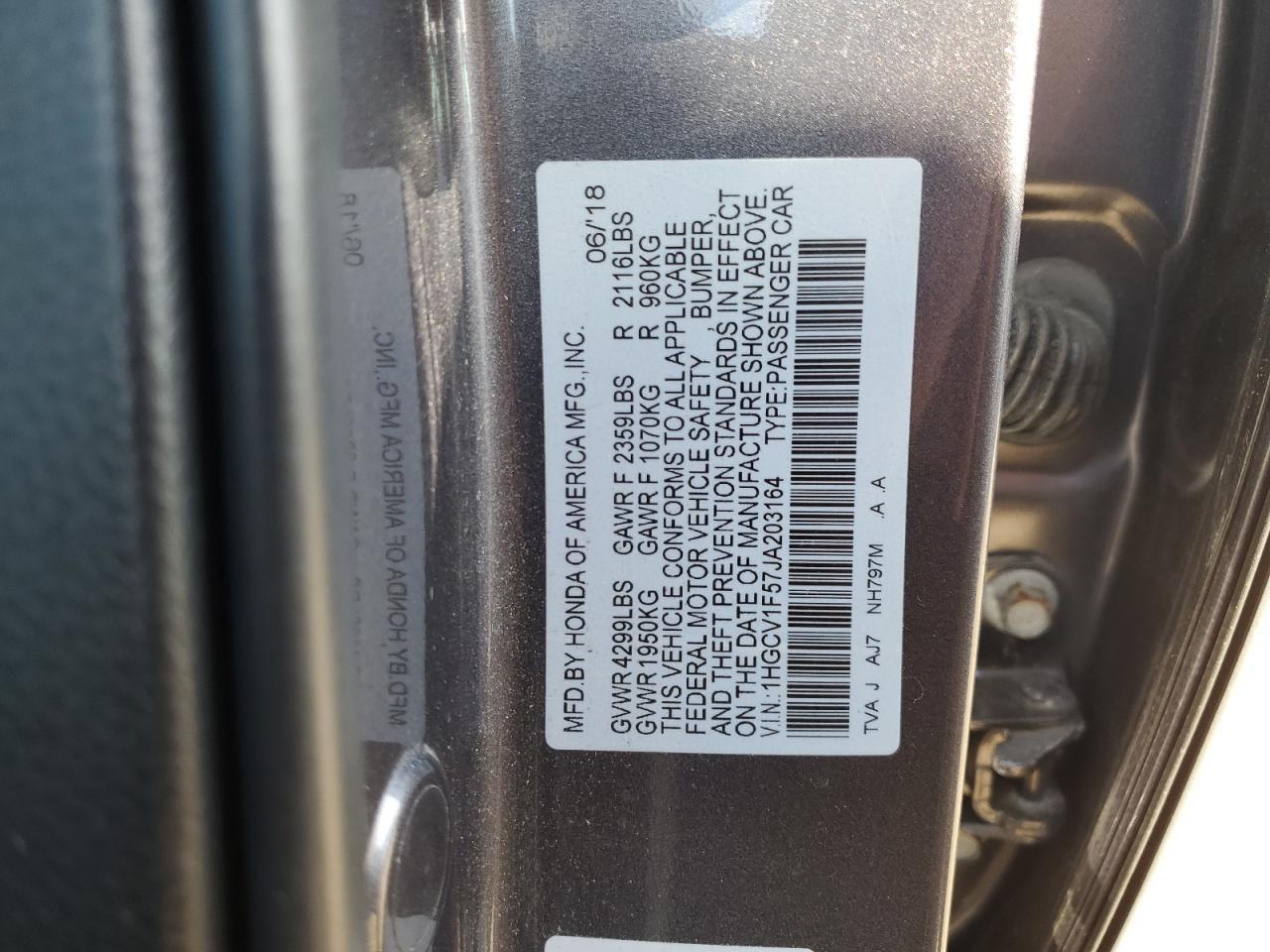 2018 HONDA ACCORD