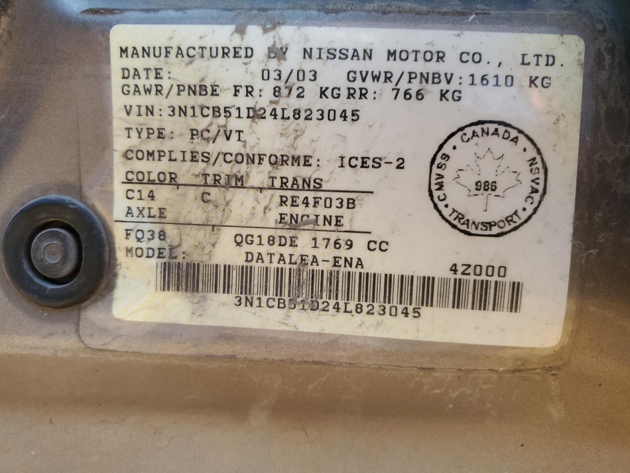 2004 NISSAN SENTRA