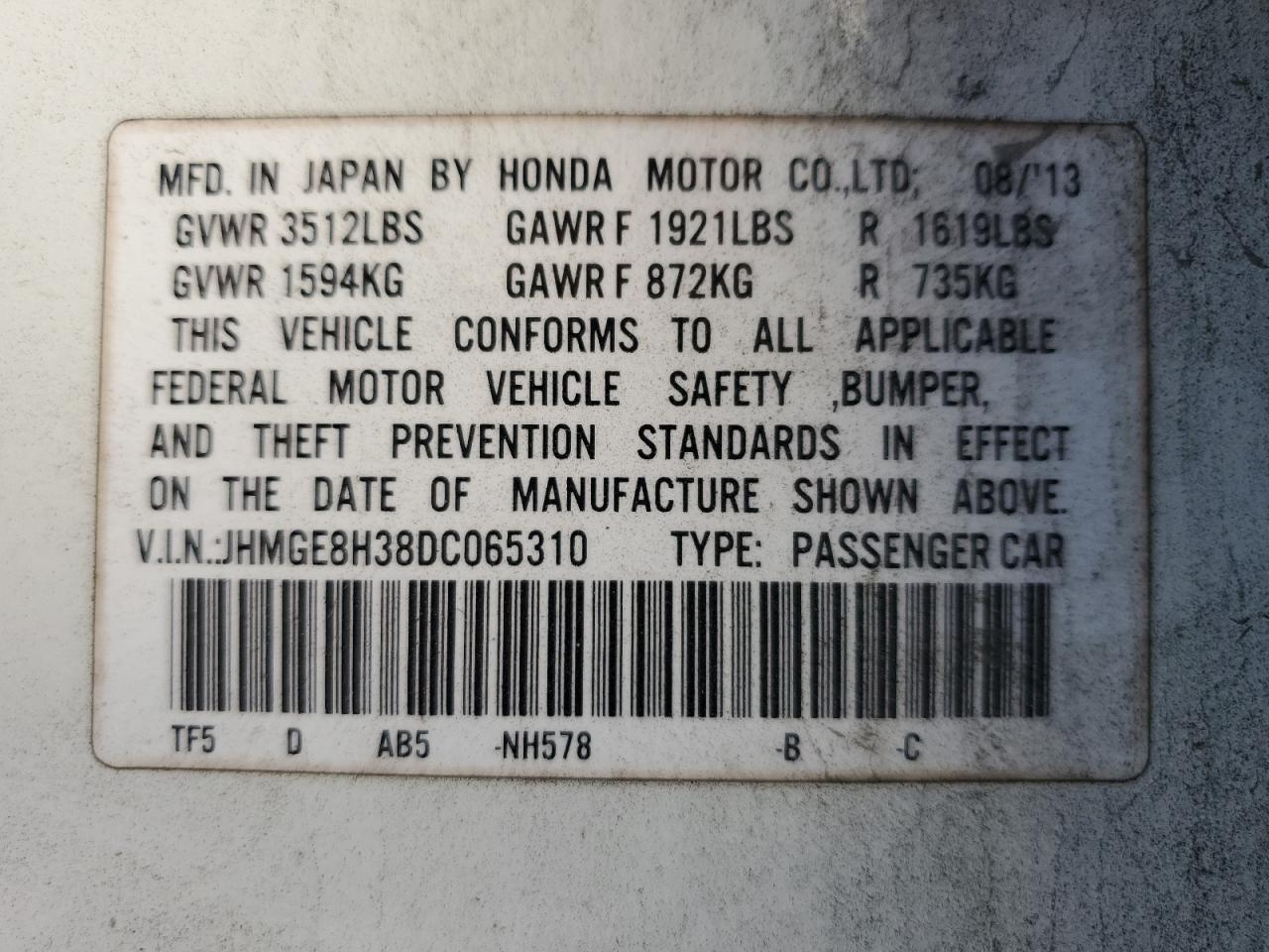 2013 HONDA FIT