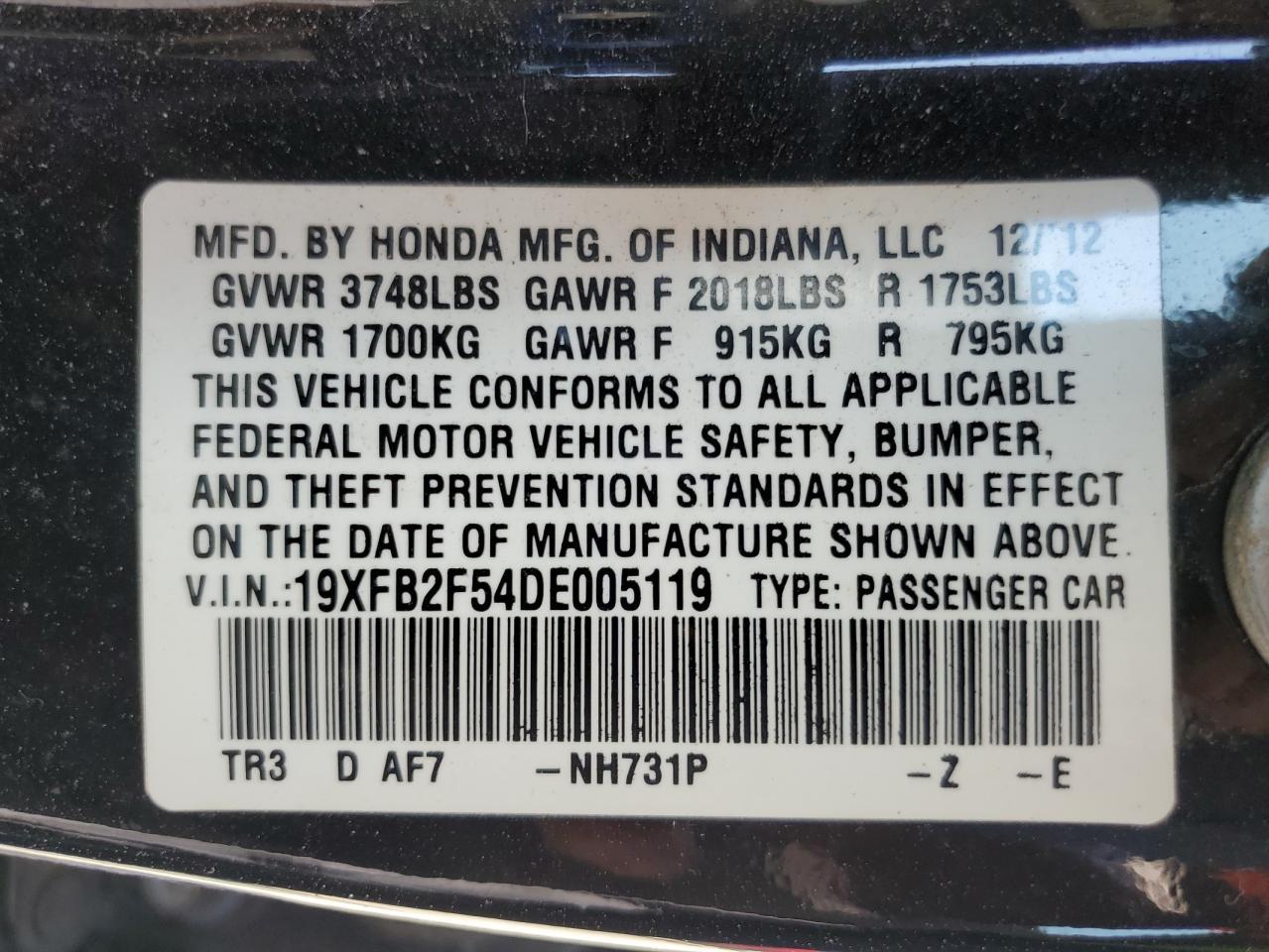2013 HONDA CIVIC