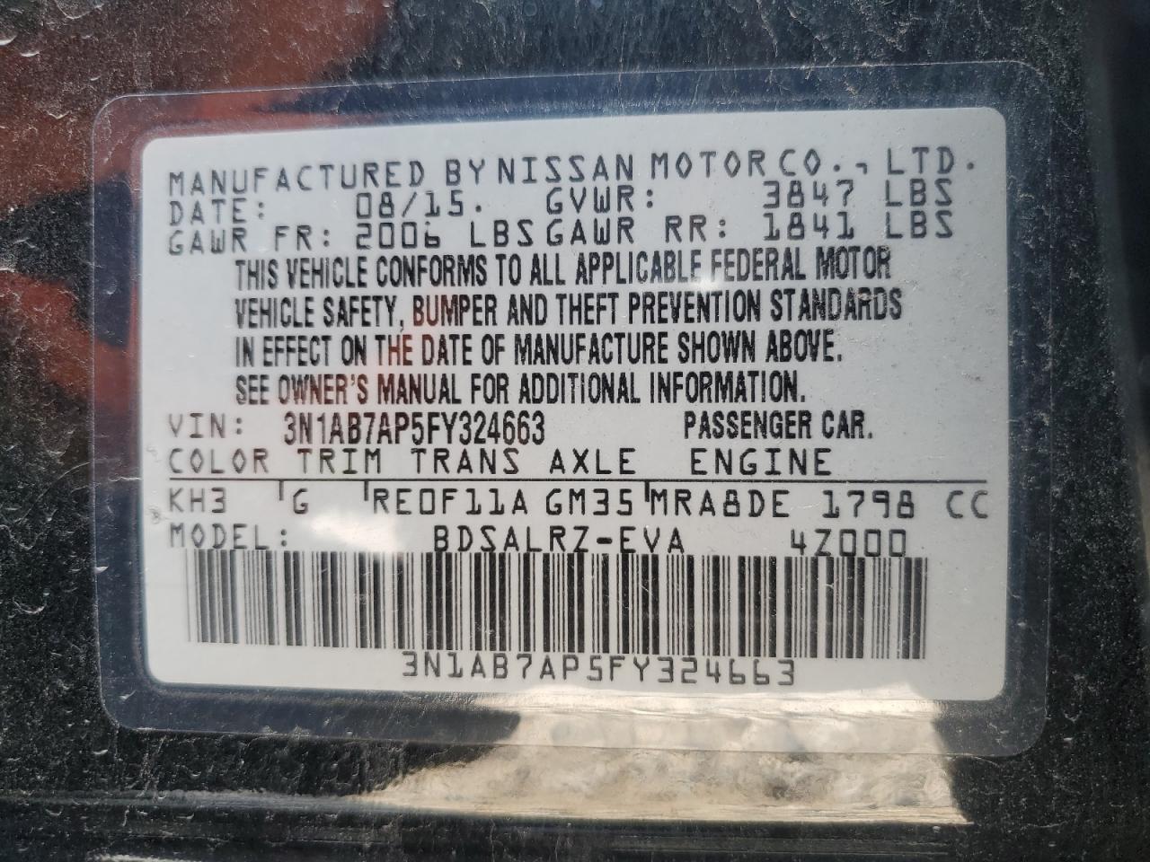 2015 NISSAN SENTRA