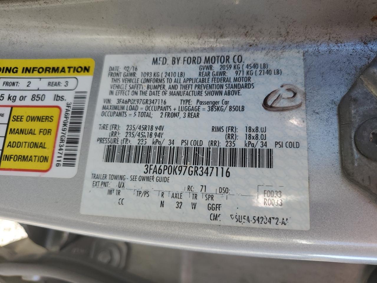 2016 FORD FUSION