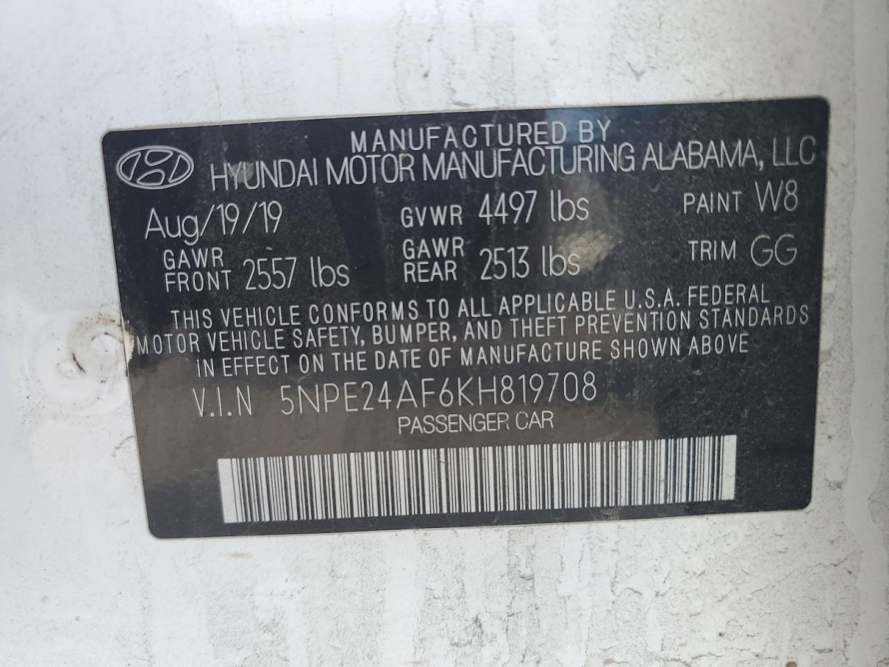 2019 HYUNDAI SONATA