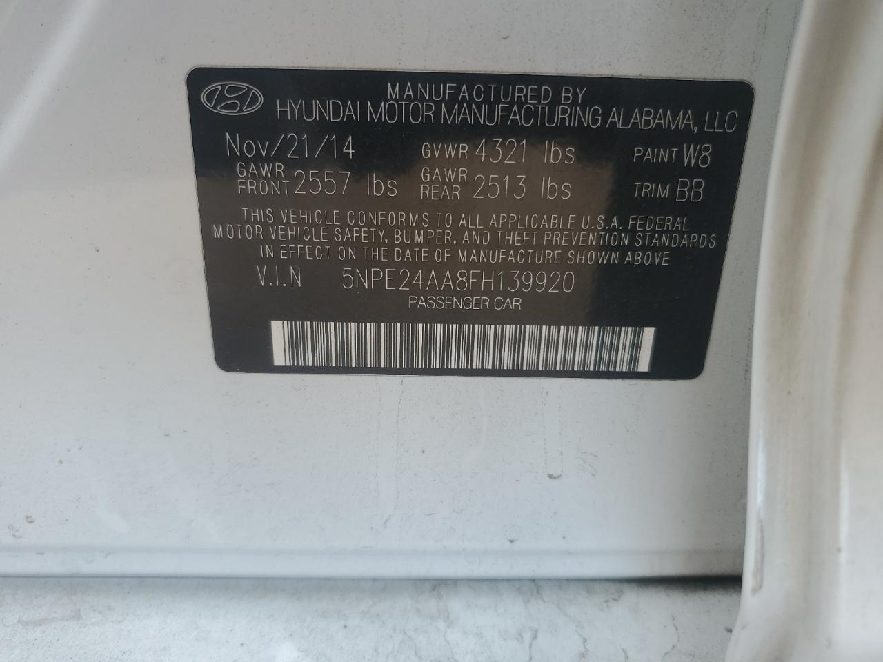 2015 HYUNDAI SONATA