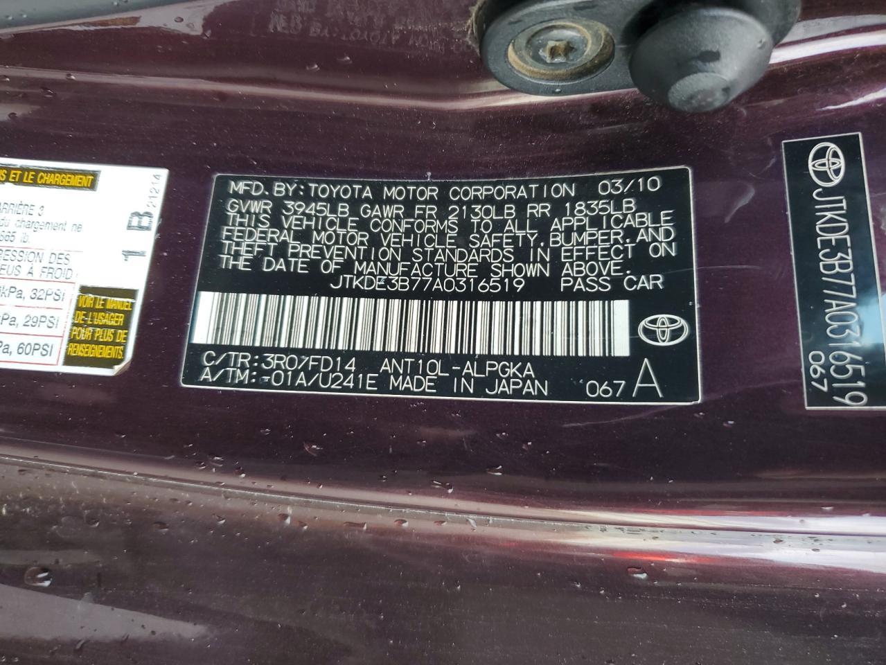 2010 TOYOTA SCION