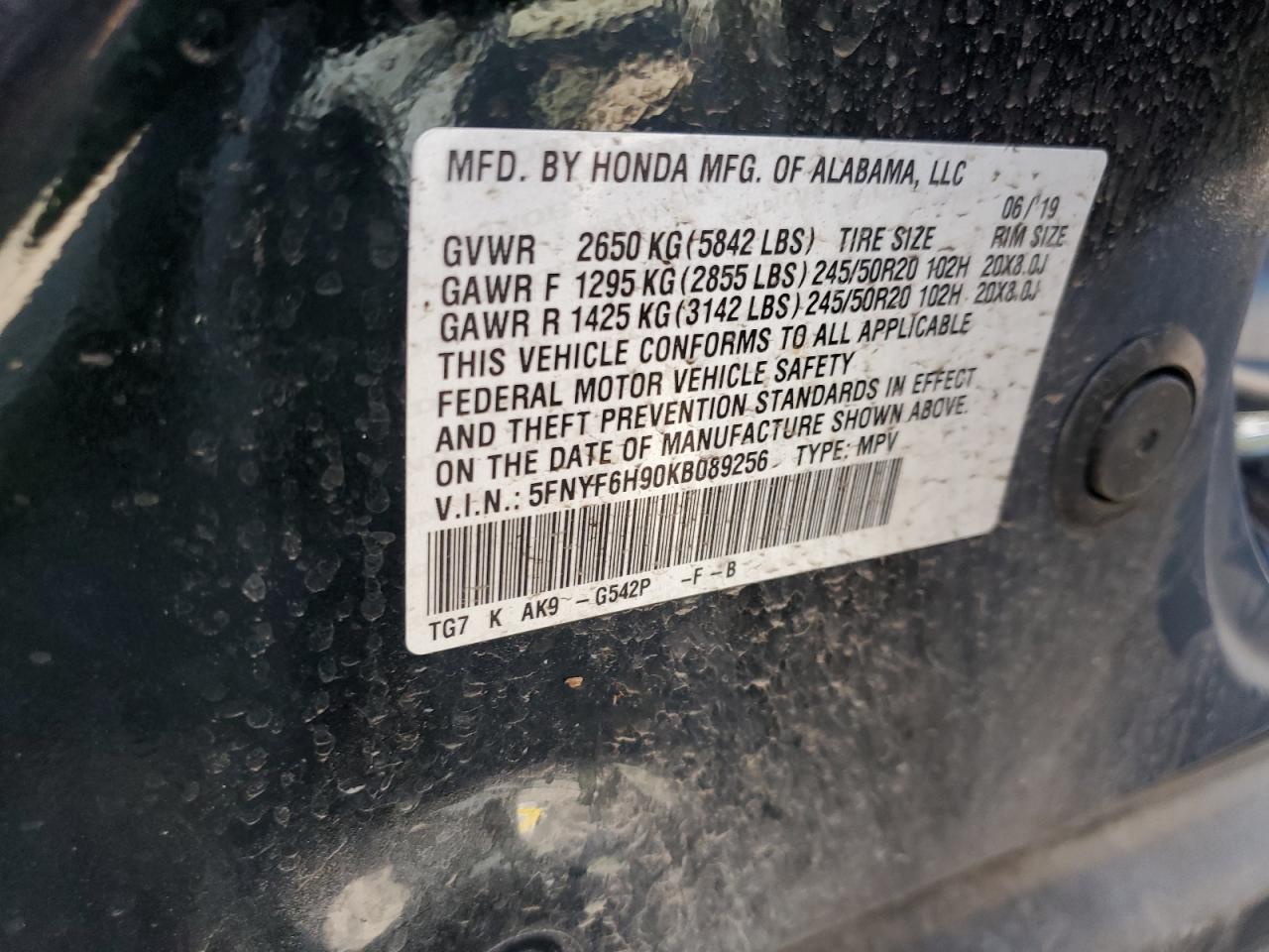 2019 HONDA PILOT