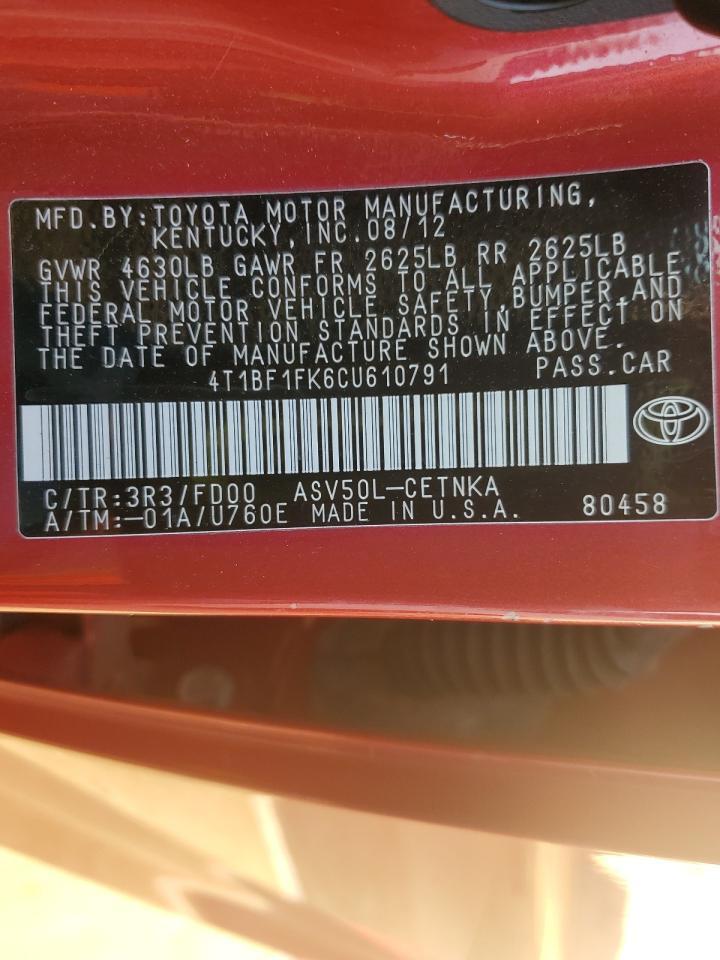 2012 TOYOTA CAMRY