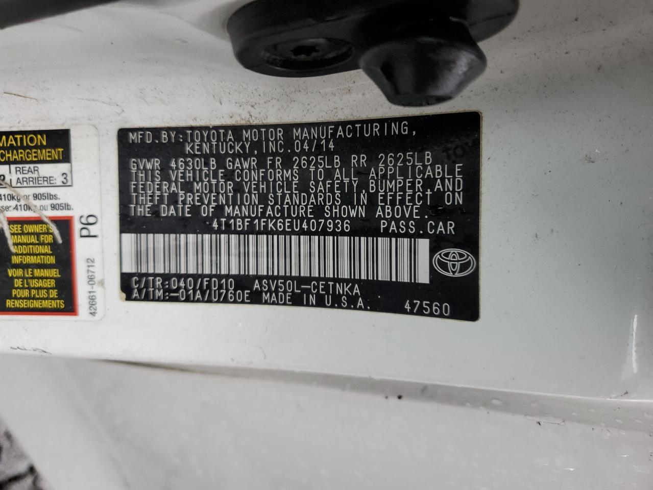 2014 TOYOTA CAMRY