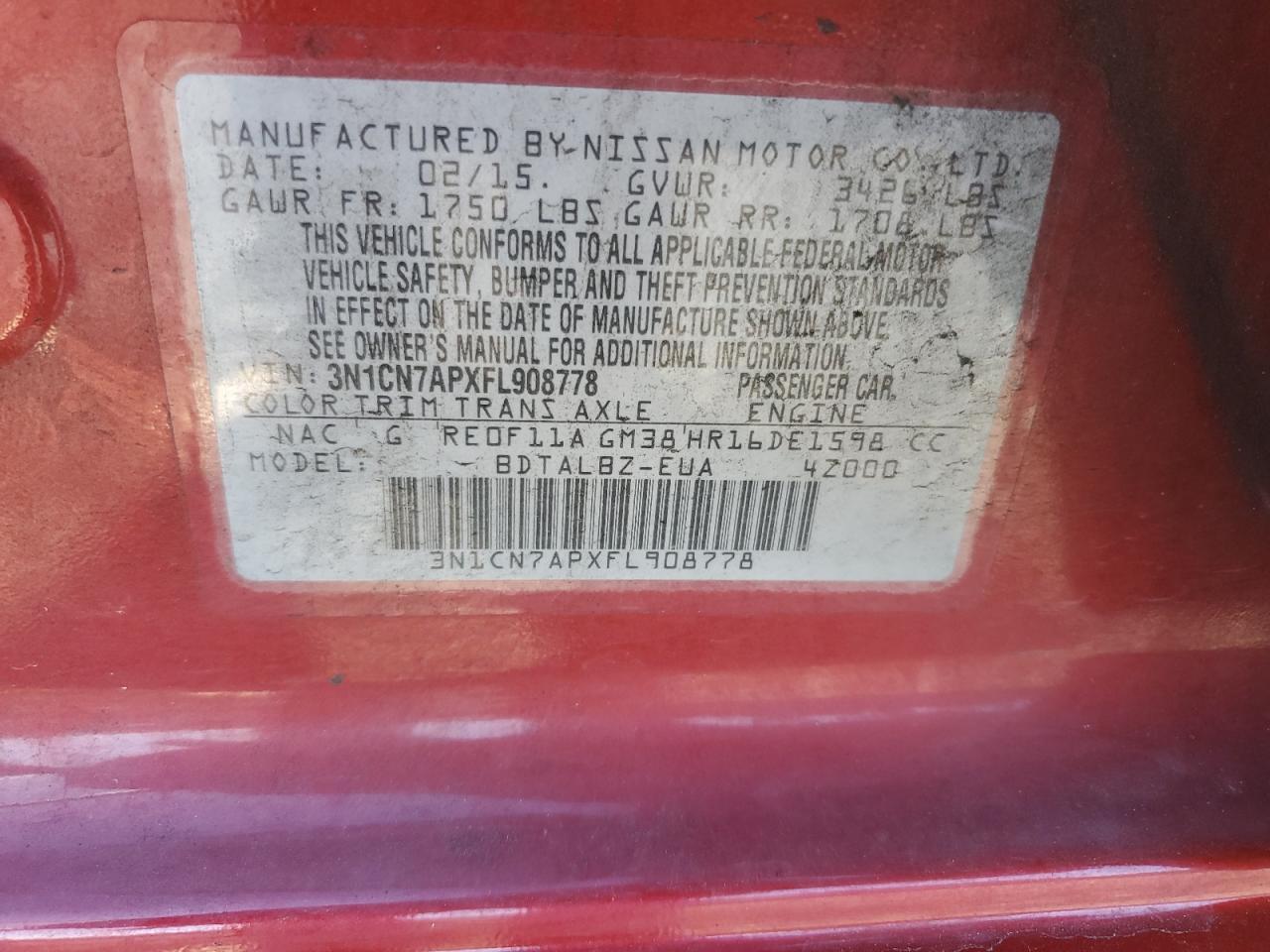 2015 NISSAN VERSA