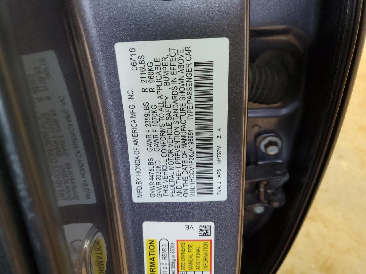 2018 HONDA ACCORD