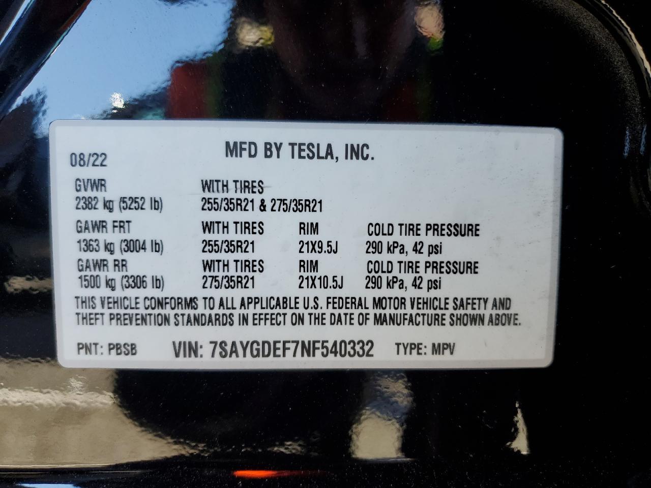 2022 TESLA MODEL Y