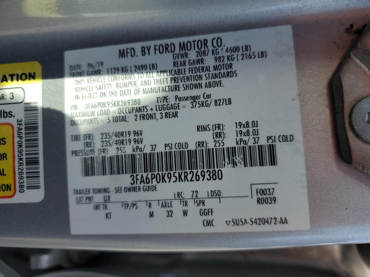 2019 FORD FUSION