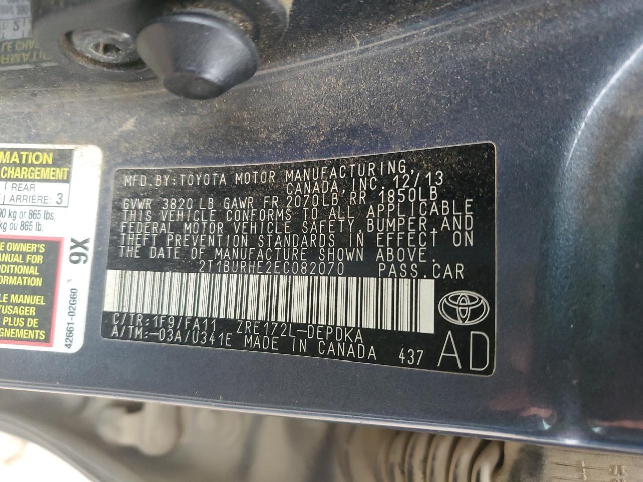 2014 TOYOTA COROLLA