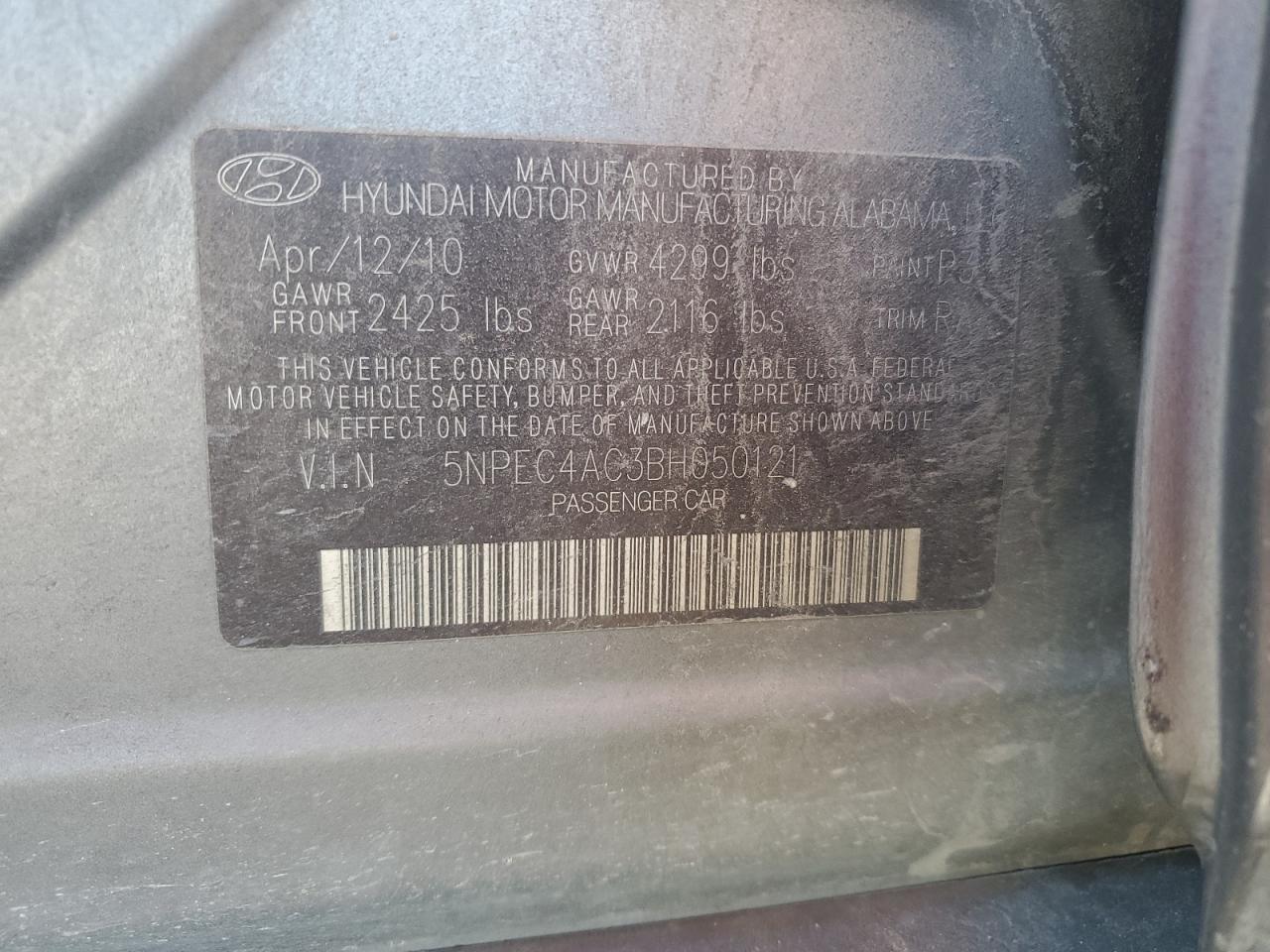 2011 HYUNDAI SONATA